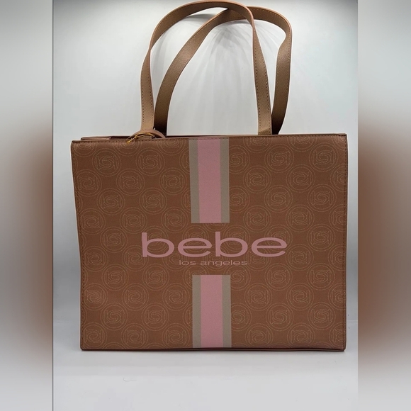bebe Handbags - BeBe NWT Ember Racer Stripe Tote with Insert - E01-4486 Tan